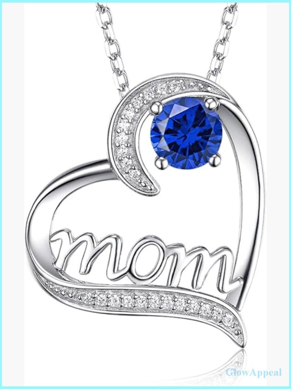 925 Sterling Silver Mom Necklace Birthstone Pendant Love Heart Jewelry